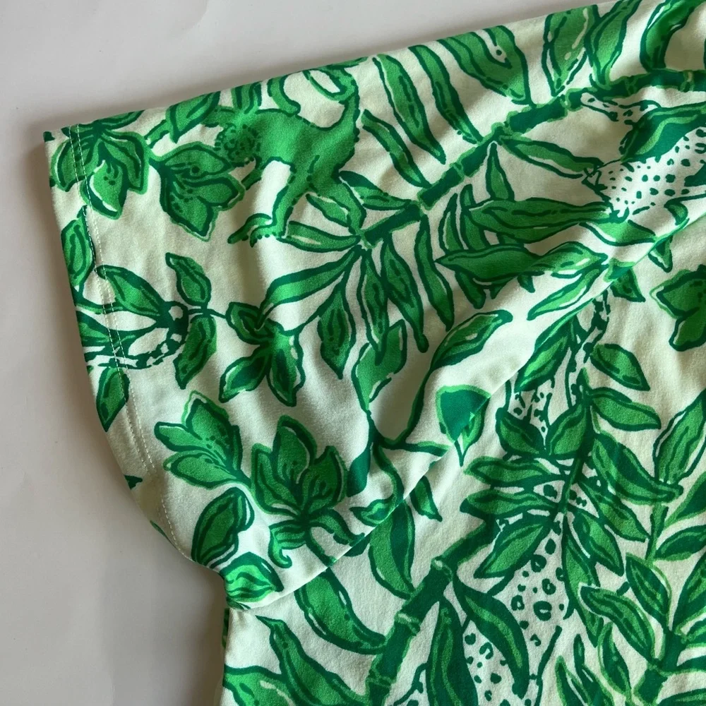 Lilly Pulitzer Women's Medium Margene PJ Sleep Dress Leaf Green Pink Escape Plan